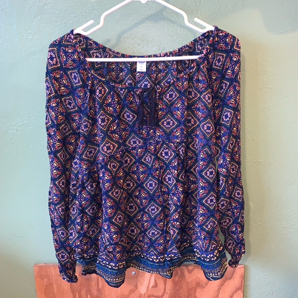 Old Navy Blue Printed Blouse Size XL